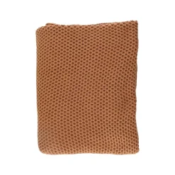 Warm Wonen|Herfst Decoratie*DILLE & KAMILLE Gebreid plaid, GOTS bio-katoen, bruin, 130 x 170 cm