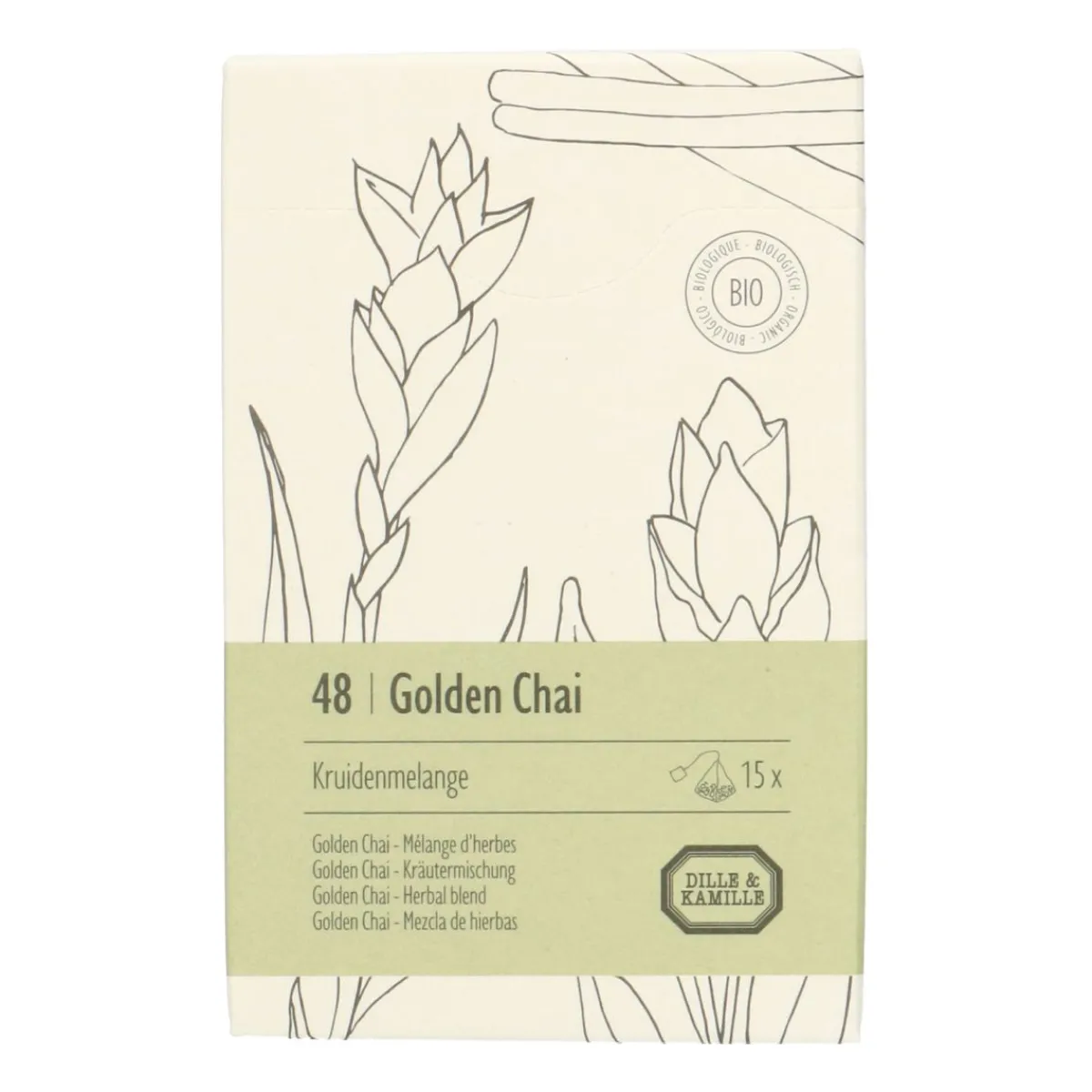 Thee*DILLE & KAMILLE Golden Chai, biologisch, kruidenmelange, 15 theebuiltjes