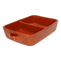 Ovenschalen*DILLE & KAMILLE Grote ovenschaal met twee vakken, terracotta, 24 x 33 cm