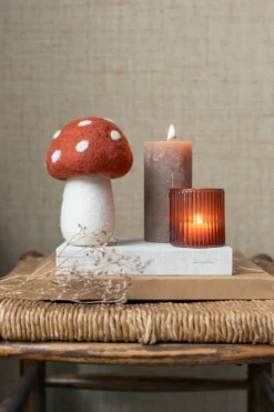 Warm Wonen|Herfst Decoratie*DILLE & KAMILLE Grote paddenstoel, vilt, rood, ca. 14 cm