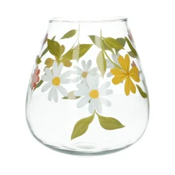 Vazen*DILLE & KAMILLE Grote vaas, glas, beschilderd met bloemen, Ø 18 x 17 cm