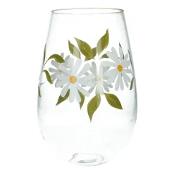 Vazen*DILLE & KAMILLE Hoge vaas, glas, beschilderd met madeliefjes, Ø 19 x 30 cm