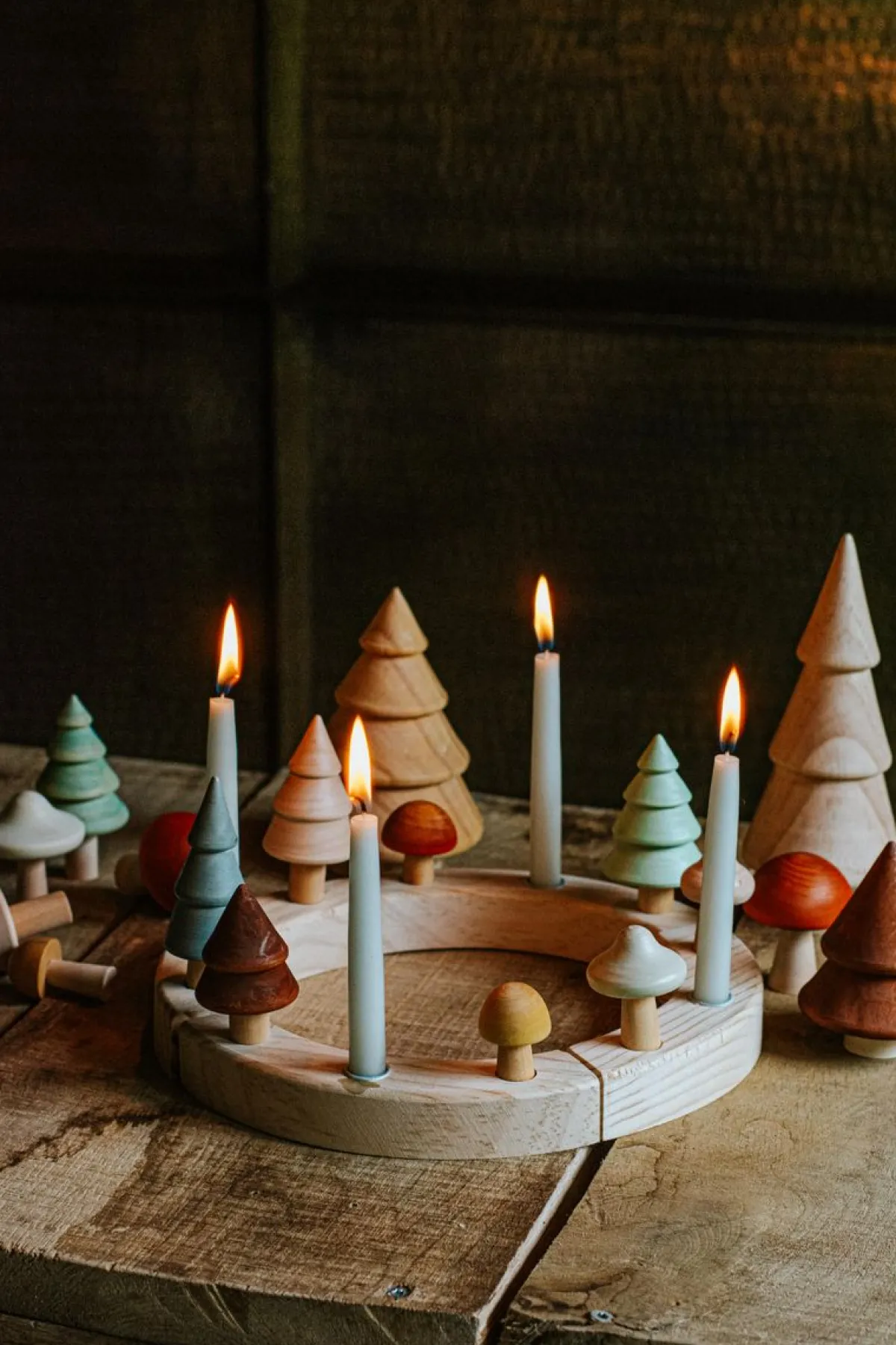 Tinten En Texturen|Herfst Decoratie*DILLE & KAMILLE Jaarring of adventskandelaar, hout