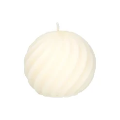 Tinten En Texturen|Herfst Decoratie*DILLE & KAMILLE Kaars gedraaide bol, rustiek wit, Ø8 cm