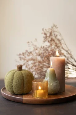 Warm Wonen|Herfst Decoratie*DILLE & KAMILLE Kaars peer, groen, Ø11 X 7,5 cm