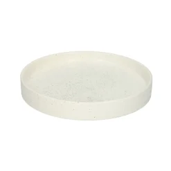 Kaarsenplateaus|Kandelaars*DILLE & KAMILLE Kaarsschotel, keramiek, mat wit gespikkeld, Ø 15,2 cm