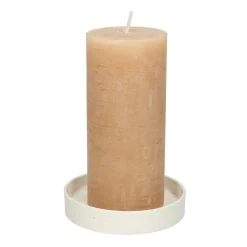 Herfst Decoratie|Tinten En Texturen*DILLE & KAMILLE Kaarsschotel, keramiek, mat wit gespikkeld, Ø 10,8 cm