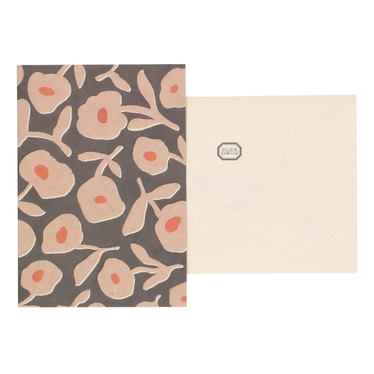 Kaarten|Kaarten*DILLE & KAMILLE Kaart met envelop, bloemen, roze