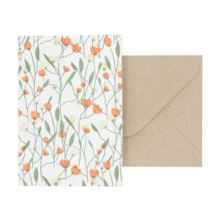 Kaarten|Kaarten*DILLE & KAMILLE Kaart met envelop, bloemen oranje en roze