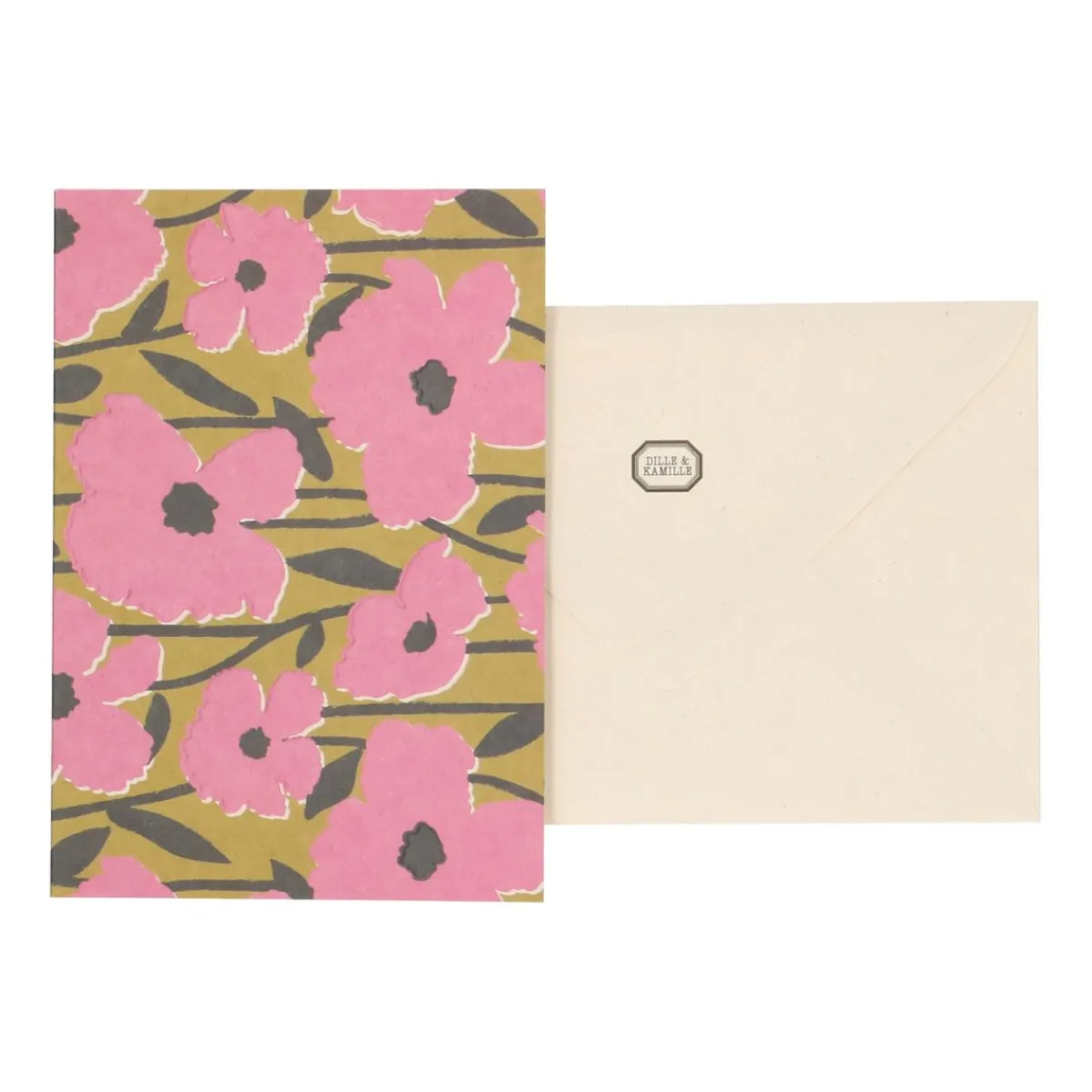 Kaarten|Kaarten*DILLE & KAMILLE Kaart met envelop, klaprozen, roze
