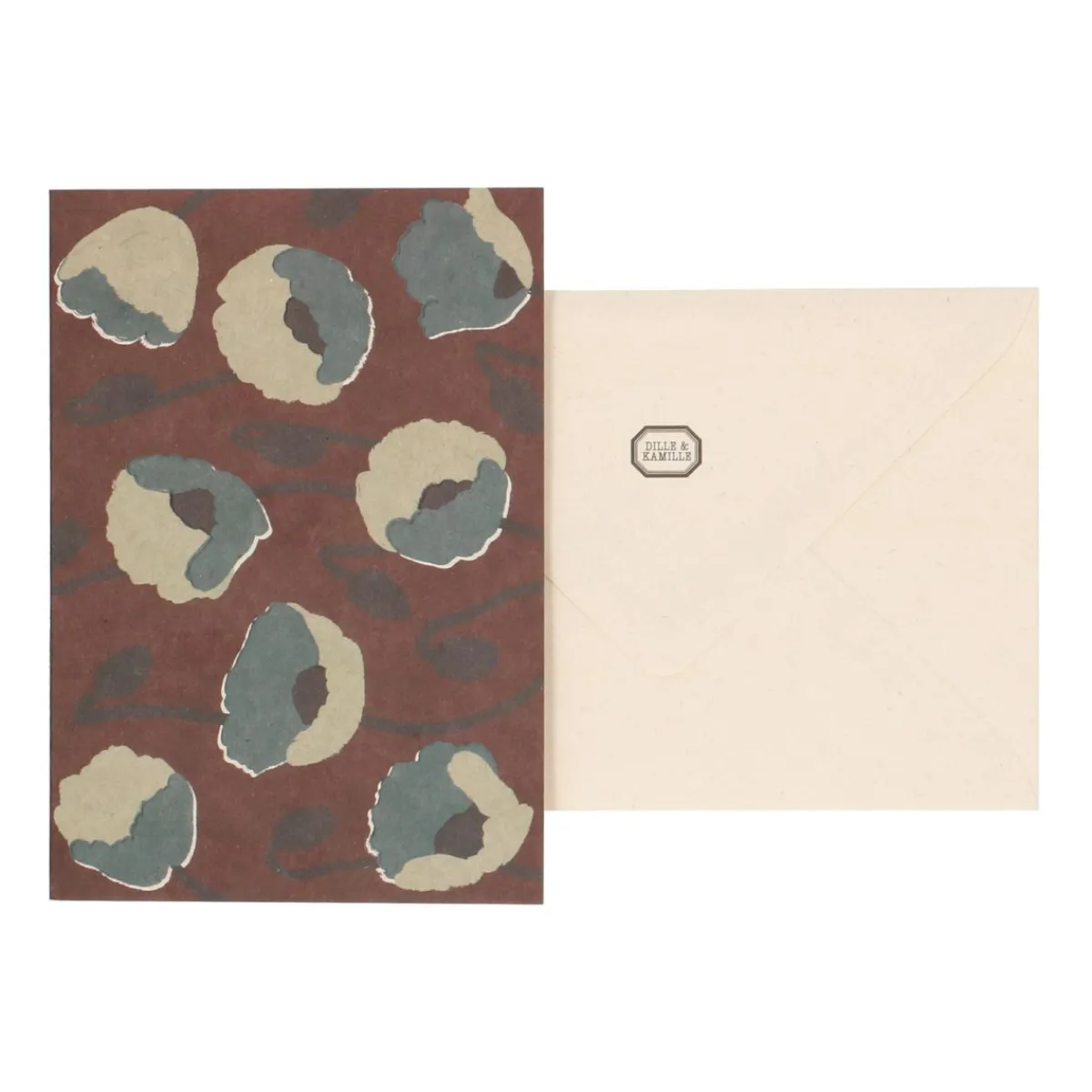 Kaarten|Kaarten*DILLE & KAMILLE Kaart met envelop, klaprozen, blauw