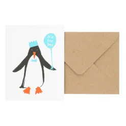 Kaarten|Verjaardagskaarten*DILLE & KAMILLE Kaart met envelop, pinguin met ballon