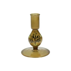 Kandelaars*DILLE & KAMILLE Kandelaar, handbeschilderd glas, groen, 12,5 cm