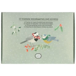 Kaarten*DILLE & KAMILLE Kerstkaart + envelop, dieren en bessentakjes, set van 10 in doos
