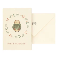 Kaarten*DILLE & KAMILLE Kerstkaart met envelop, uil