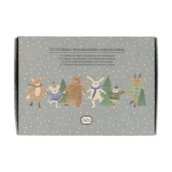 Kaarten*DILLE & KAMILLE Kerstkaarten met envelop, knuffelde dieren, set van 10 in een doos