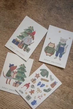 Kaarten*DILLE & KAMILLE Kerstkaarten met envelop, winteraccessoires, set van 10 in een doos