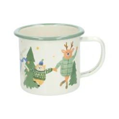 Bekers En Mokken*DILLE & KAMILLE Kerstmok, emaille, dansende dieren, 300 ml