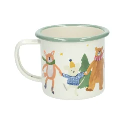 Bekers En Mokken*DILLE & KAMILLE Kerstmok, emaille, dansende dieren, 300 ml