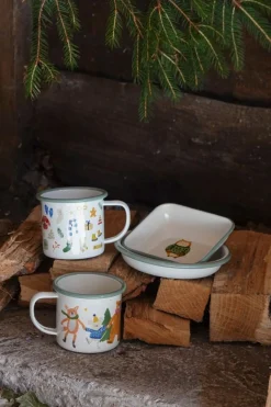 Bekers En Mokken*DILLE & KAMILLE Kerstmok, emaille, dansende dieren, 300 ml