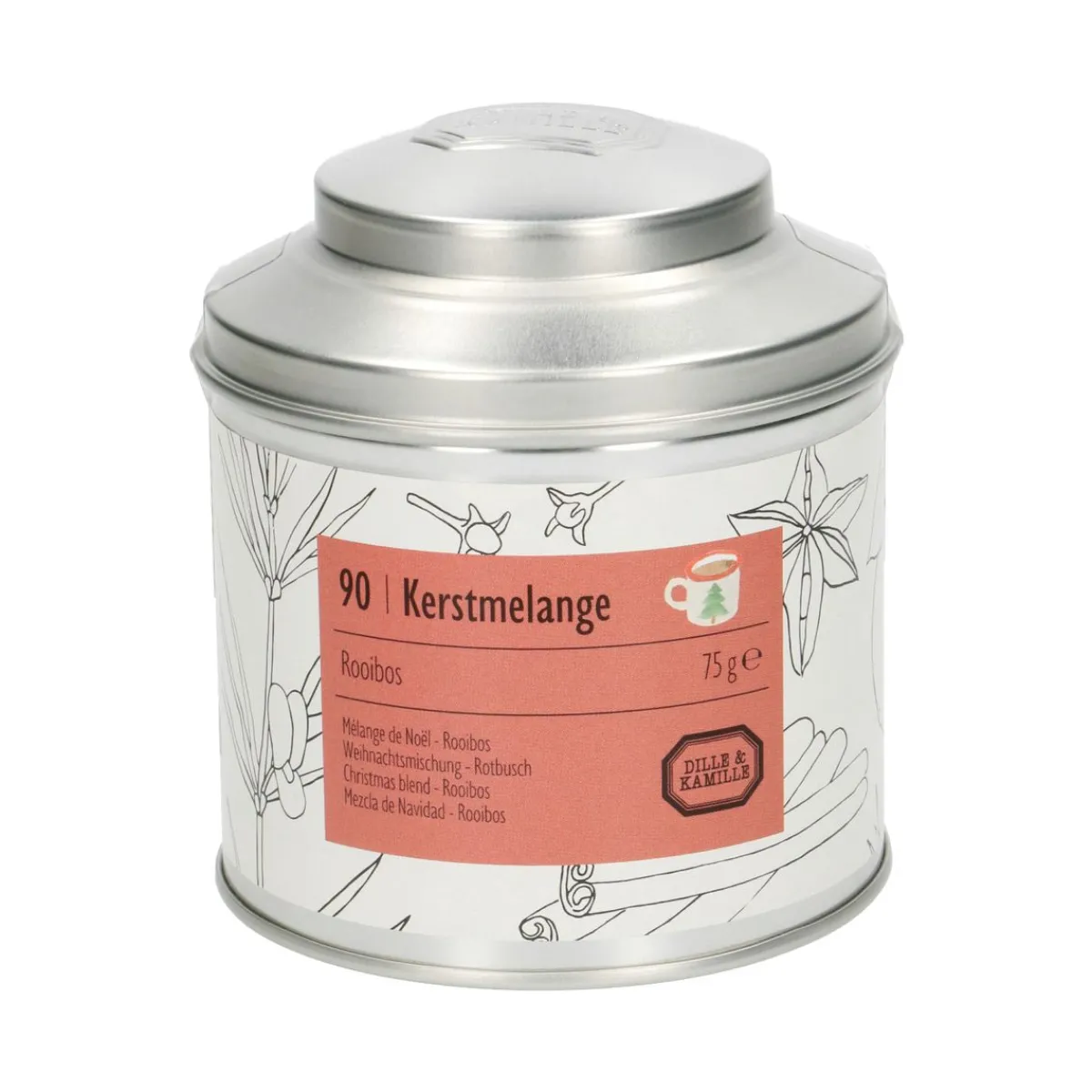 Thee*DILLE & KAMILLE Kerstthee, rooibosmelange, blik 75 gram