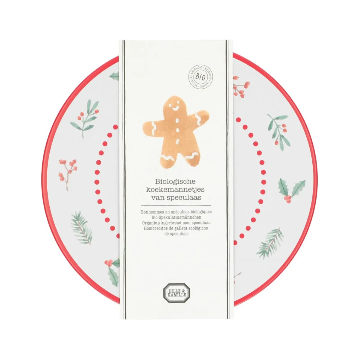 Koekjes*DILLE & KAMILLE Koekblik, luchtdicht, gevuld met koekemannetjes, speculaas, biologisch, Ø 17 x 7 cm
