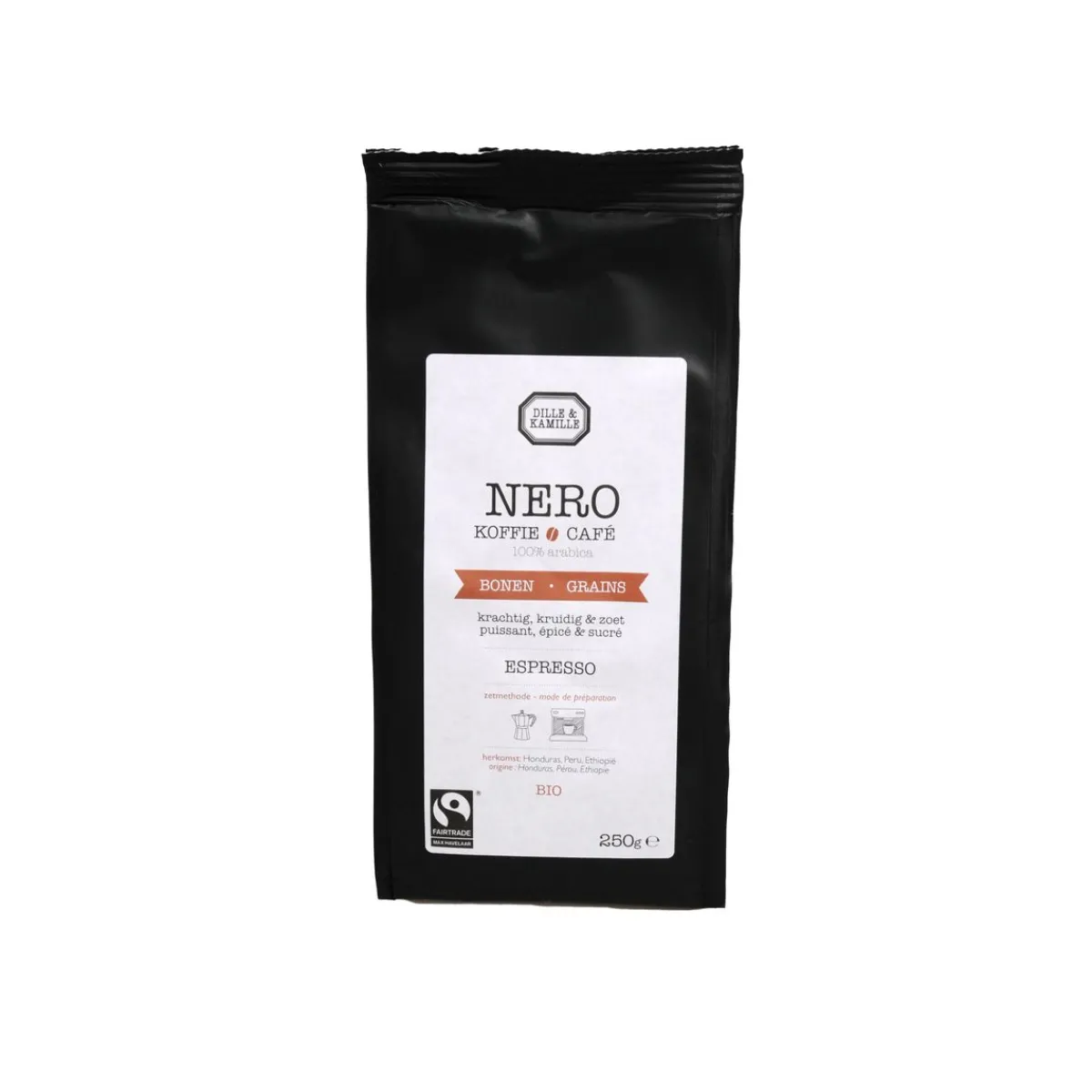 Koffie*DILLE & KAMILLE Koffiebonen Nero, espresso, biologisch, 250 gram