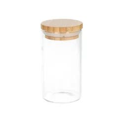 Kruidenpotjes*DILLE & KAMILLE Kruidenpotje rond, hittebestendig glas, bamboe dop120 ml