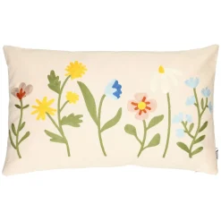 Kussens*DILLE & KAMILLE Kussen met bloemen, katoen, 30 x 50 cm, offwhite