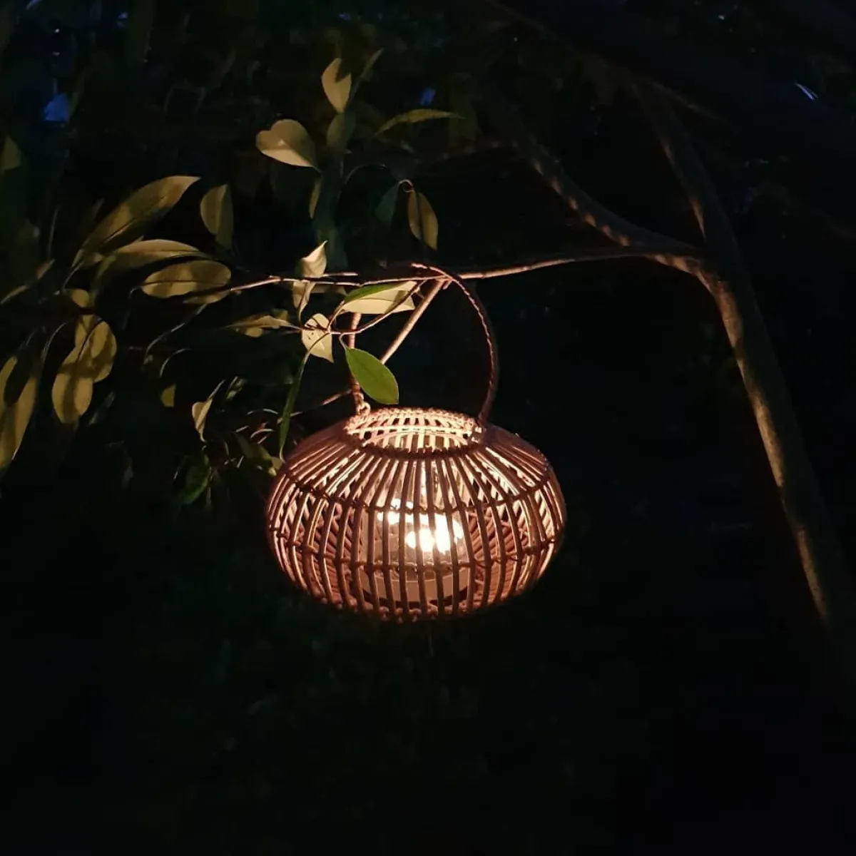 Buiten- En Tuinversiering|Windlichten & Lantaarns*DILLE & KAMILLE Lantaarn, rotan, naturel, Ø 21 x 12 cm