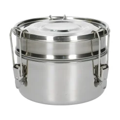 Brooddoos*DILLE & KAMILLE Lunchbox met siliconen ring, RVS, rond en dubbellaags, 1400 ml
