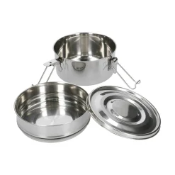 Brooddoos*DILLE & KAMILLE Lunchbox met siliconen ring, RVS, rond en dubbellaags, 1400 ml