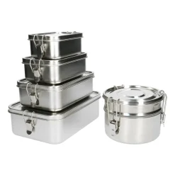 Brooddoos*DILLE & KAMILLE Lunchbox met siliconen ring, RVS, 2400 ml