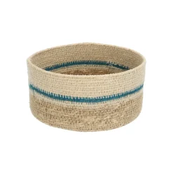 Rieten Manden*DILLE & KAMILLE Mandje naturel, zeegras, blauw, Ø16 cm