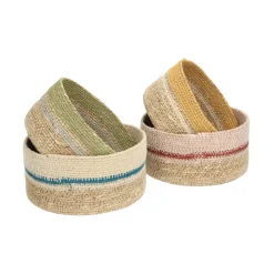 Rieten Manden*DILLE & KAMILLE Mandje naturel, zeegras, geel, Ø15 cm
