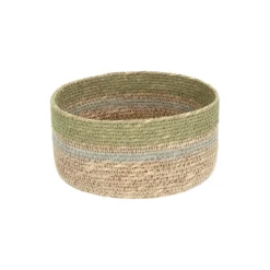 Rieten Manden*DILLE & KAMILLE Mandje naturel, zeegras, groen, Ø15 cm
