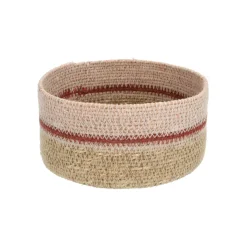 Rieten Manden*DILLE & KAMILLE Mandje naturel, zeegras, roze, Ø16 cm
