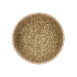 Rieten Manden*DILLE & KAMILLE Mandje naturel, zeegras, roze, Ø16 cm