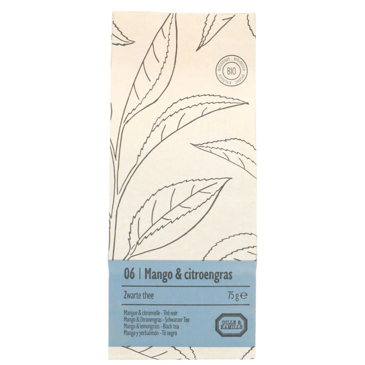 Thee*DILLE & KAMILLE Mango & citroengras, Zwarte thee, biologisch, 75 g