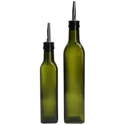 Pannen Vol Smaak|Flessen*DILLE & KAMILLE Olie/azijnfles, groen glas, vierkant, 250 ml