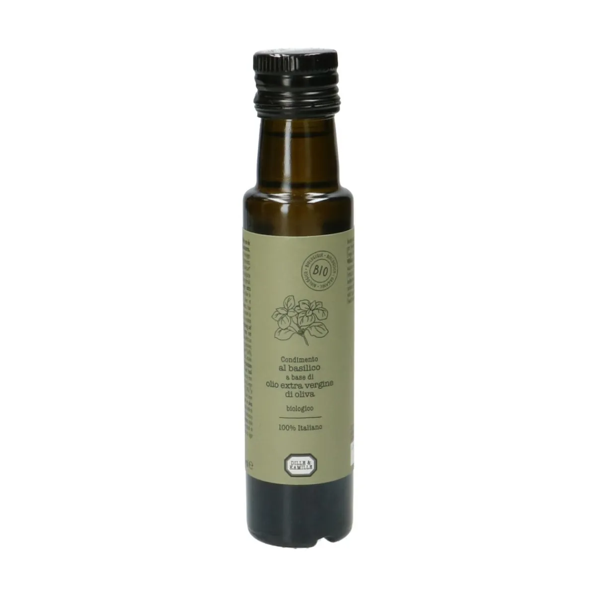 Olijfolie|Italiaans Koken*DILLE & KAMILLE Olijfolie extra vierge, met basilicum, biologisch, 100 ml