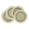 Onderzetters*DILLE & KAMILLE Onderzetter naturel, zeegras, blauwe rand, set van 4