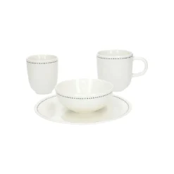 Borden|Serviessets*DILLE & KAMILLE Ontbijtbord met blauwe stip, organisch, porselein, Ø 20 cm