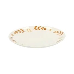 Borden*DILLE & KAMILLE Ontbijtbord, steengoed, gedecoreerd met takjes, oker, Ø20 x 2,5 cm
