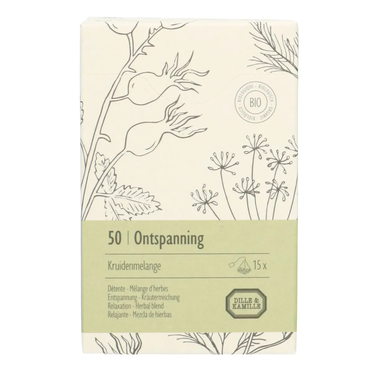 Thee*DILLE & KAMILLE Ontspanning, biologisch, kruidenmelange, 15 theebuiltjes