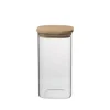 Voorraadpotten*DILLE & KAMILLE Opbergpot vierkant, glas en bamboe, 780 ml