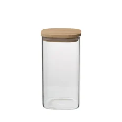Voorraadpotten*DILLE & KAMILLE Opbergpot vierkant, glas en bamboe, 780 ml
