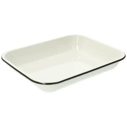 Ovenschalen|Serviessets*DILLE & KAMILLE Ovenschaal, emaille, wit/zwart, 34 x 27 cm