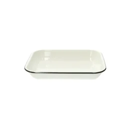 Ovenschalen|Serviessets*DILLE & KAMILLE Ovenschaal, emaille, wit/zwart, 34 x 27 cm