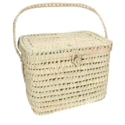 Picknick*DILLE & KAMILLE Picknickmand met deksel, palmblad, 27 x 37 x 28 cm
